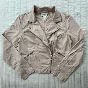 LOFT Pink Moto Canvas Jacket - Women's Lightweight Biker Coat Small